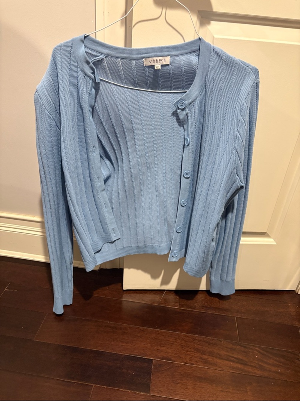 VAARI Light Blue Ribbed Button Cardigan - Women's